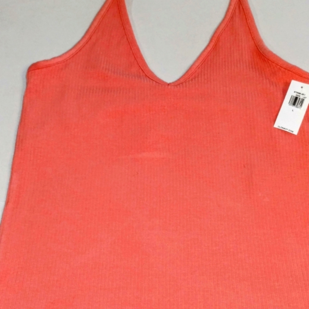 Ribbed Soft Coral Sleeveless Halter Top